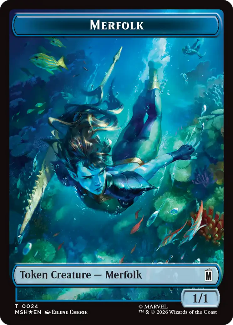Council of Reeds (024) // Merfolk (024) Double-Sided Token (Surge Foil) [Marvel Super Heroes Commander Tokens] - Image 2