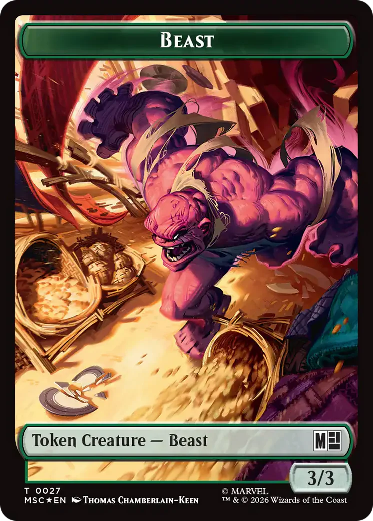 Rhino (029) // Beast (027) Double-Sided Token (Surge Foil) [Marvel Super Heroes Commander Tokens] - Image 2