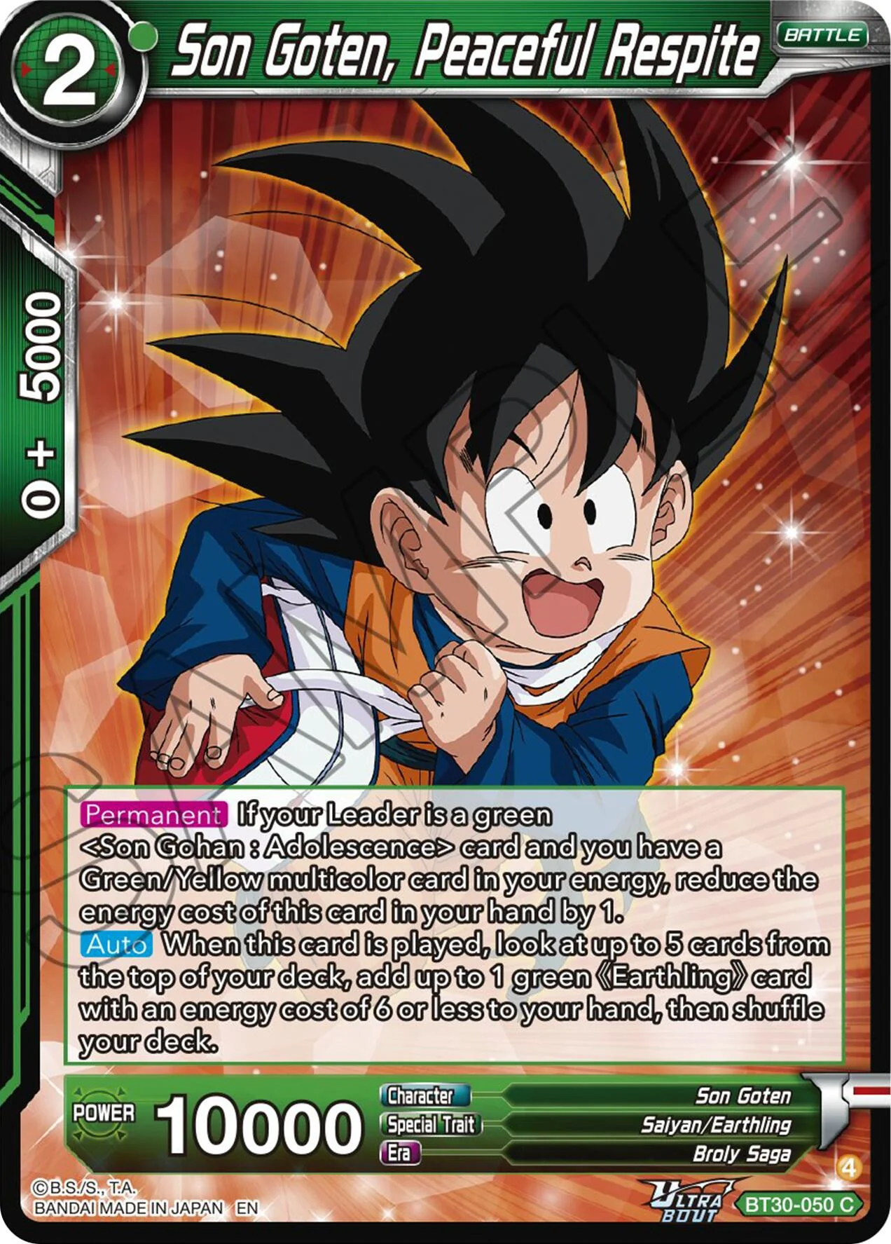 Son Goten, Peaceful Respite (BT30-050) [Three Glorious Fighters] Parallel Foil